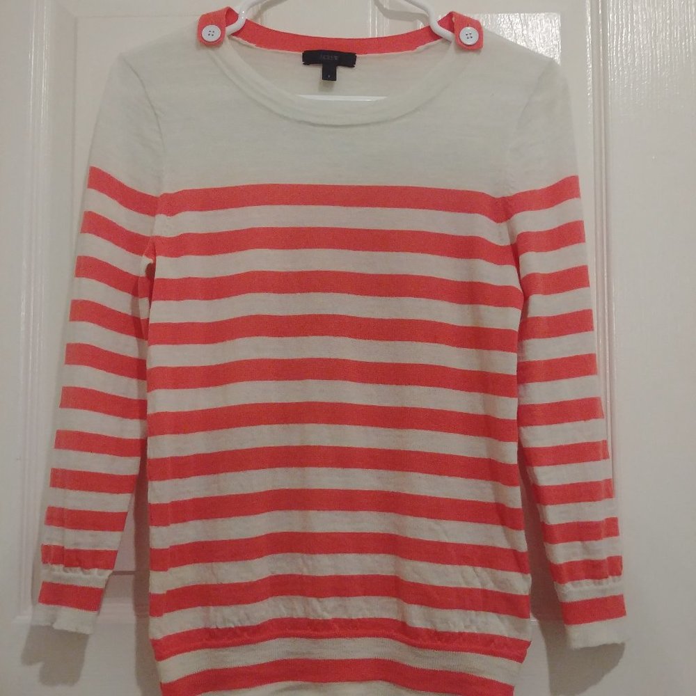 J crew orange and cream striped sweater